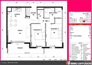 t3 à la vente -   33114  LE BARP, surface 61 m2 vente t3 - UBI443709563